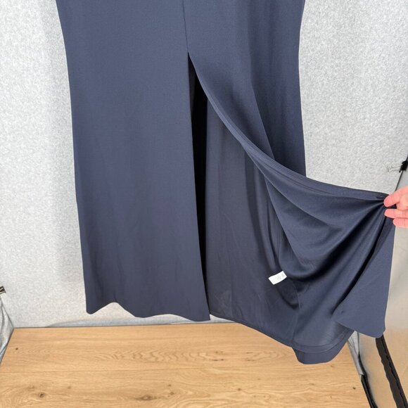 BHLDN Anthropologie Ansel Maxi Dress Size 16 Navy Blue Bridesmaid Front Slit NEW - Picture 3 of 16